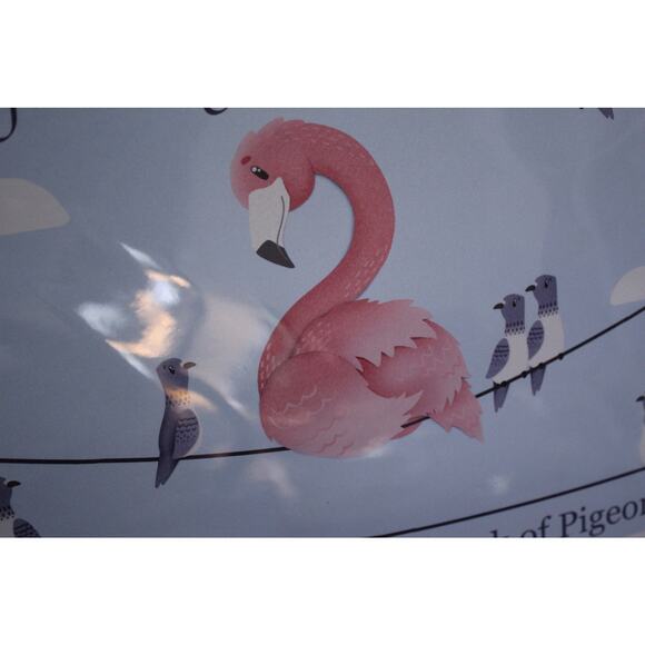 Jenny Danko Illustration Flamingo Pigeon Print - Picture 2 of 3